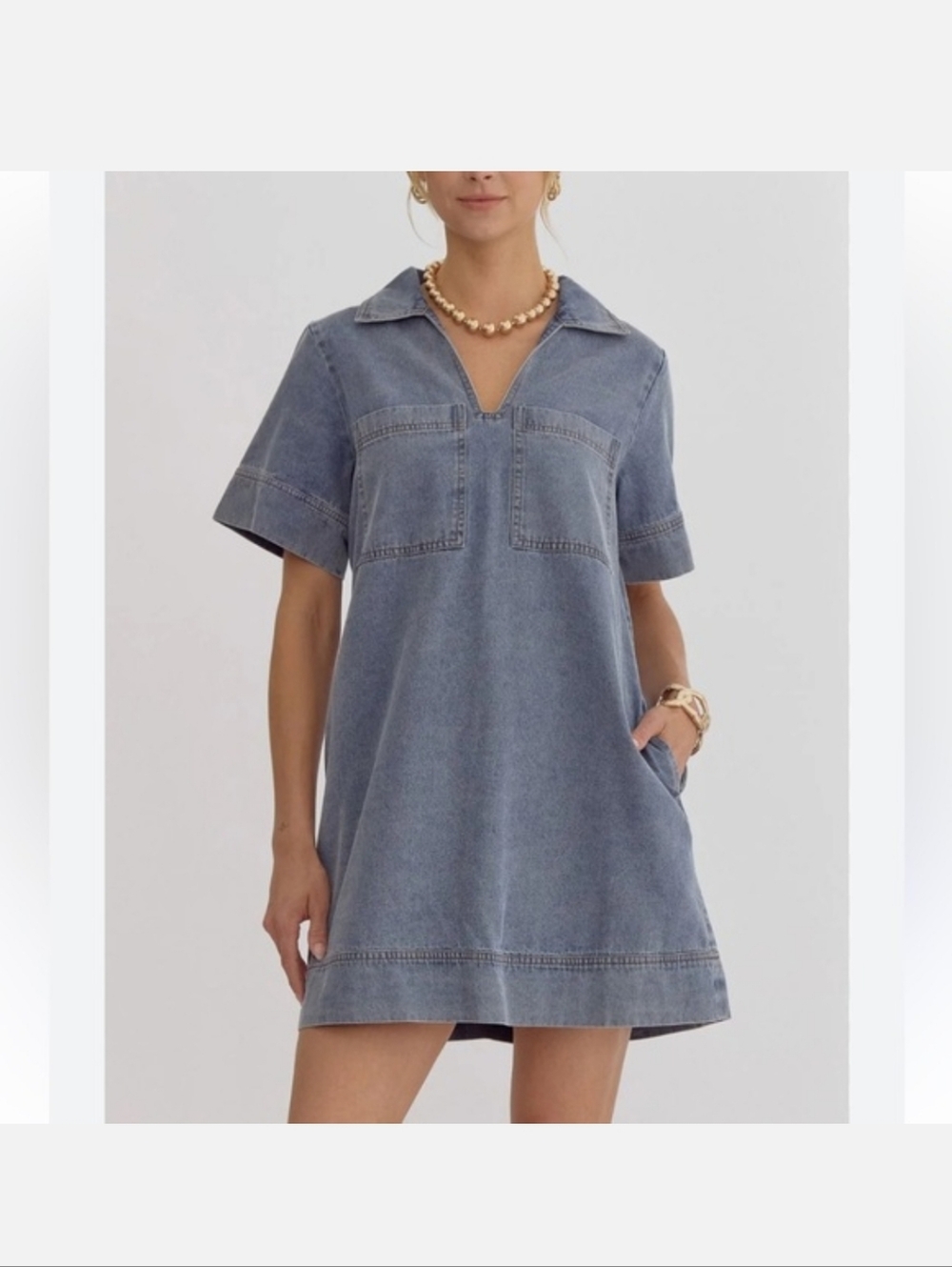 Women's Entro Casual Denim Shift Dress Size Small